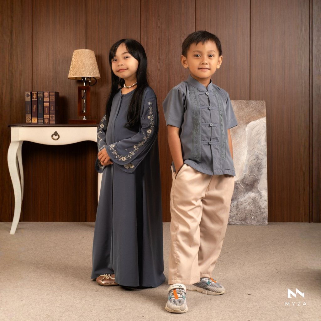 MYZAINA - Zaleeya Abaya Anak Dan Kareem Koko Anak Bahan Hokkaido