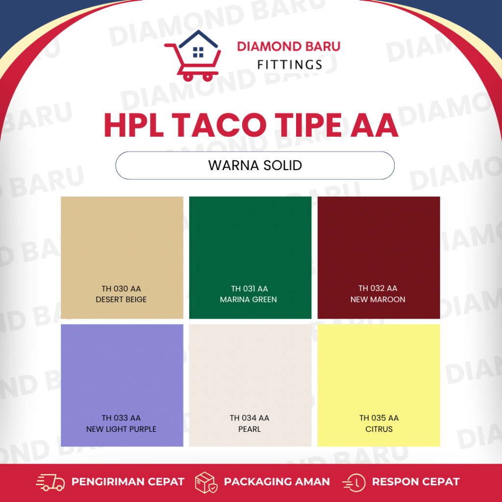 HPL TACO TIPE AA WARNA SOLID Pelapis Furniture dan Interior