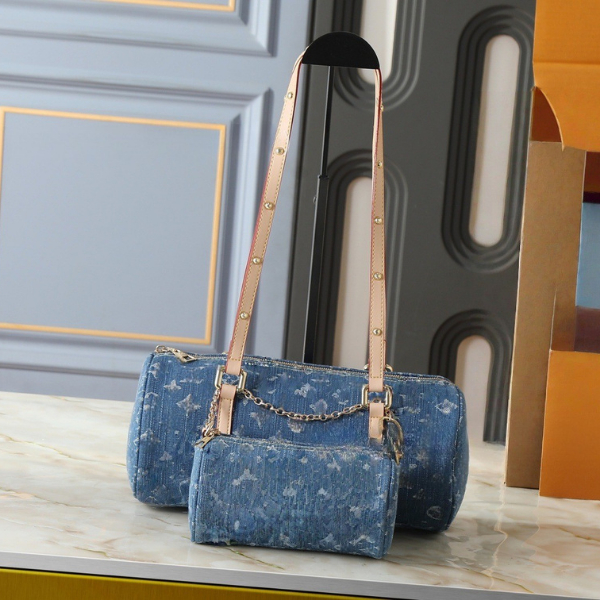 [Bag Sultan] Princesshuang28 - Papillon Bag 28cm Monogram Denim Papillon Shoulder Bag Blue [Ready St