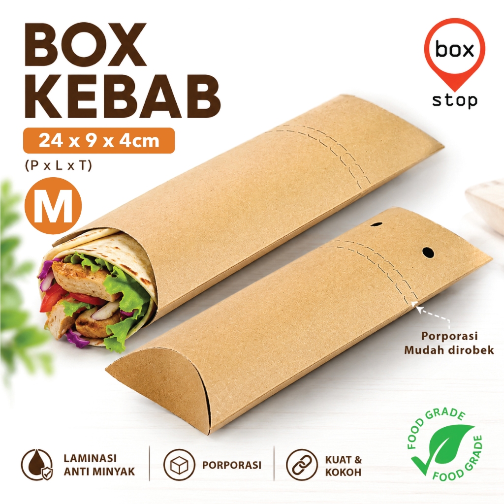 Box Kebab - Dus Kebab - Kotak Kebab  KRAFT COKLAT - M (50 pcs)