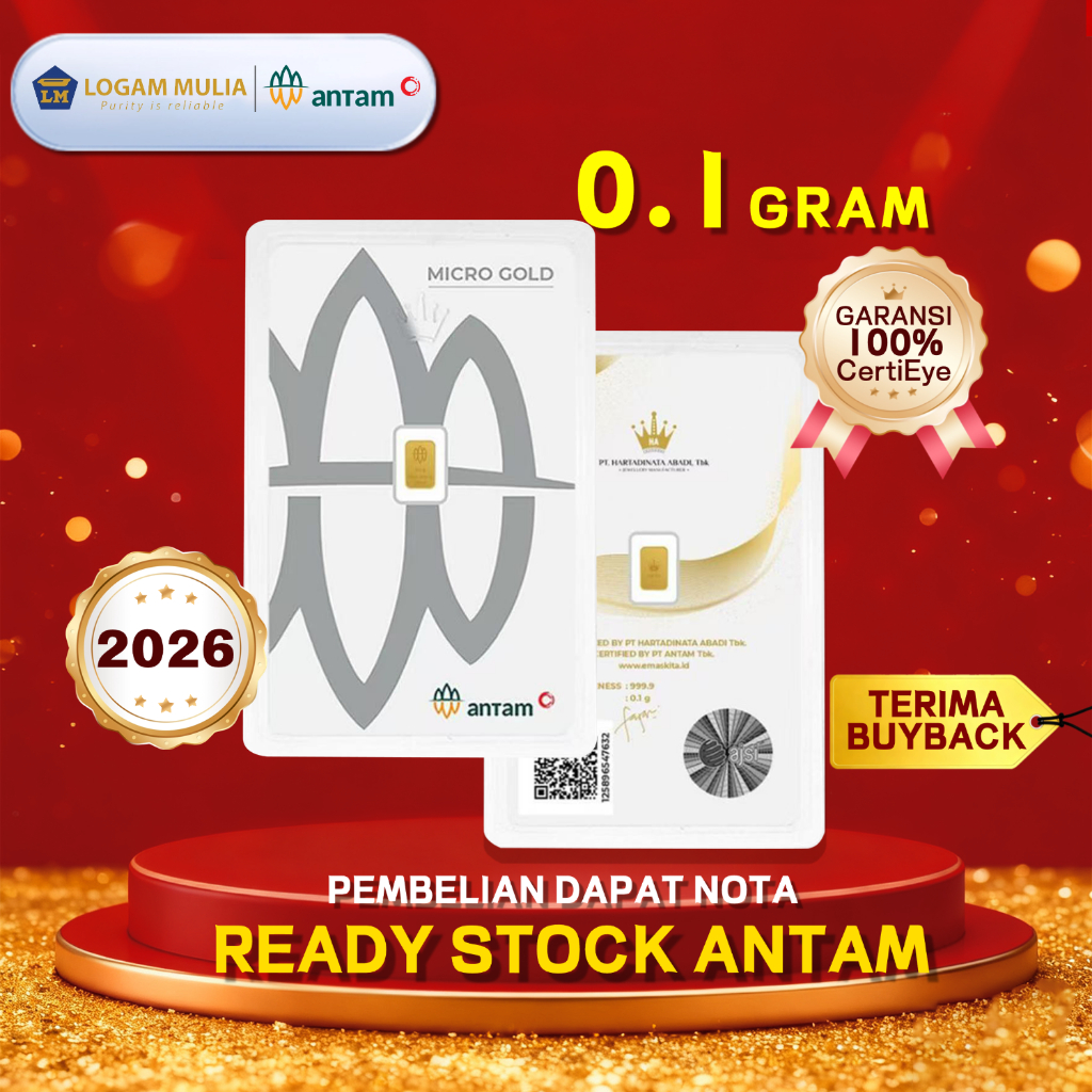 LOGAM MULIA EMAS ANTAM (LM) 0.1 GR REINVENTED PRESS CERTIEYE TERBARU
