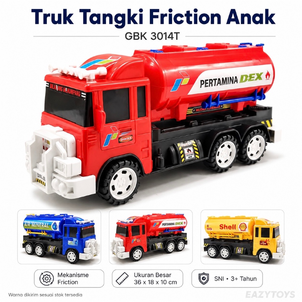 Mainan Anak Mobil Mobilan Truk Tangki Friction GBK 3014 T Mainan Mobil Mobilan