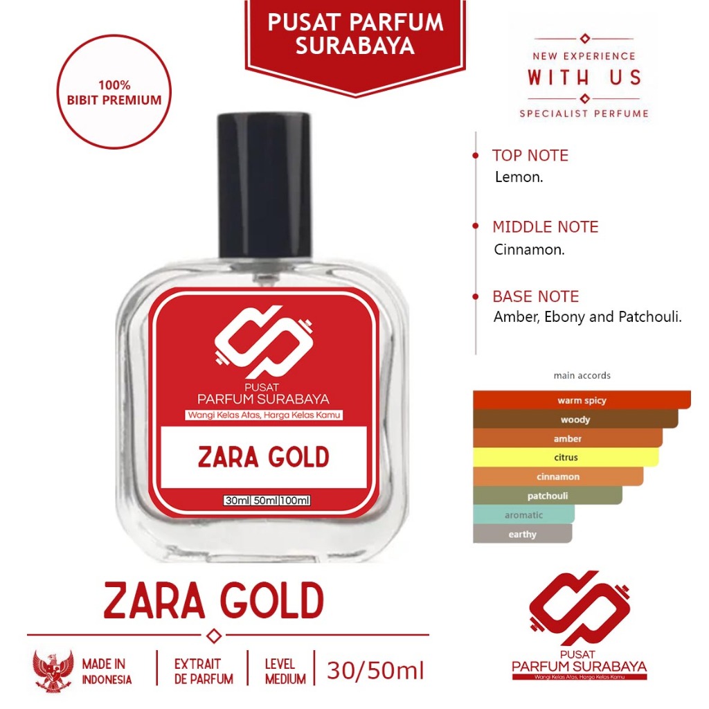Pusat Parfum Surabaya Inspired Zara Gold 30ml/50ml Premium Extrait De Perfume