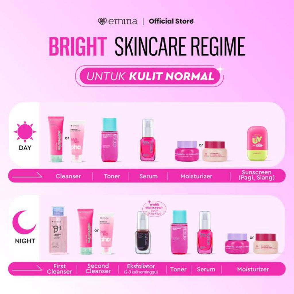 Emina Paket [BRIGHT GLOW SET] EMINA Bundle | Emina Paket Acne Free | Emina Paket Glasskin