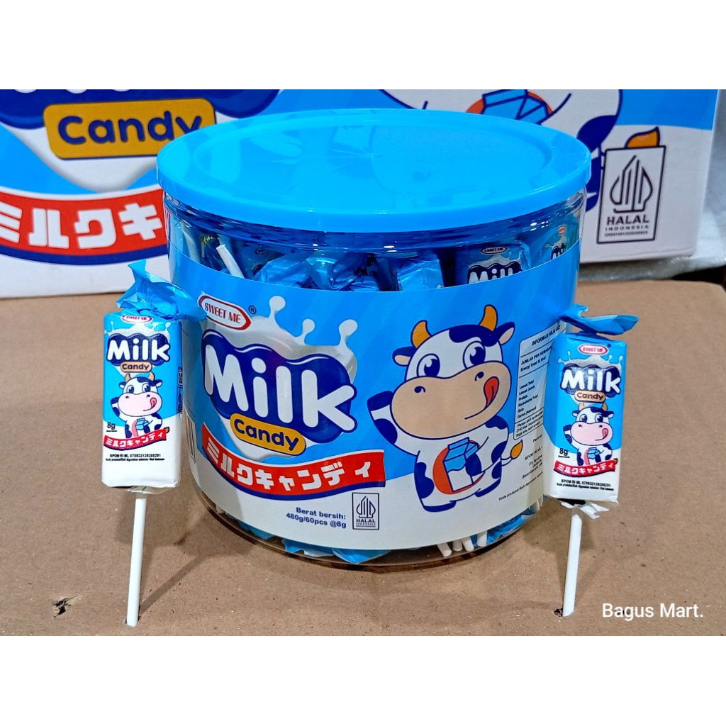 Milk Candy Cube Permen Susu Lollipop isi 60