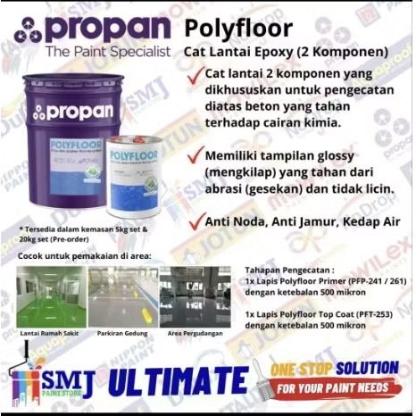 (KARGO) Cat Dasar / Lantai PROPAN EPOXY POLYFLOOR PRIMER PFP 241 2K SB 5KG Set