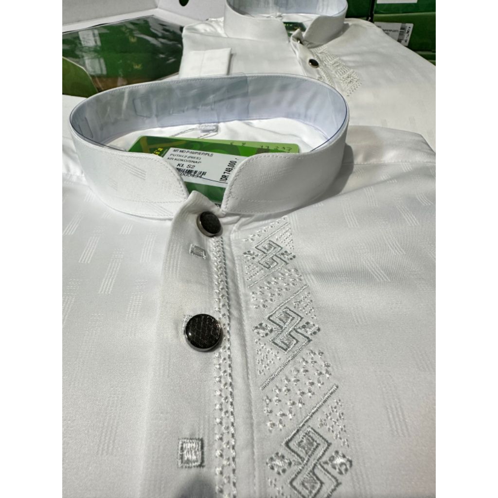 baju koko almia putih lengan panjang polos koko almia mt 100% almia original