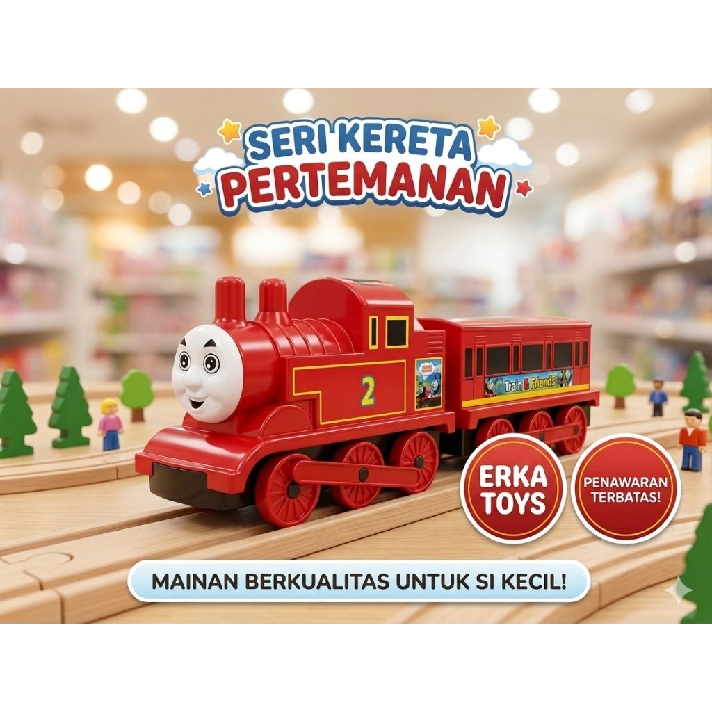 Mainan Anak kereta Thomas ada Lampu dan music - Mainan Edukasi Anak Kereta Api Mainan Anak Laki-Laki