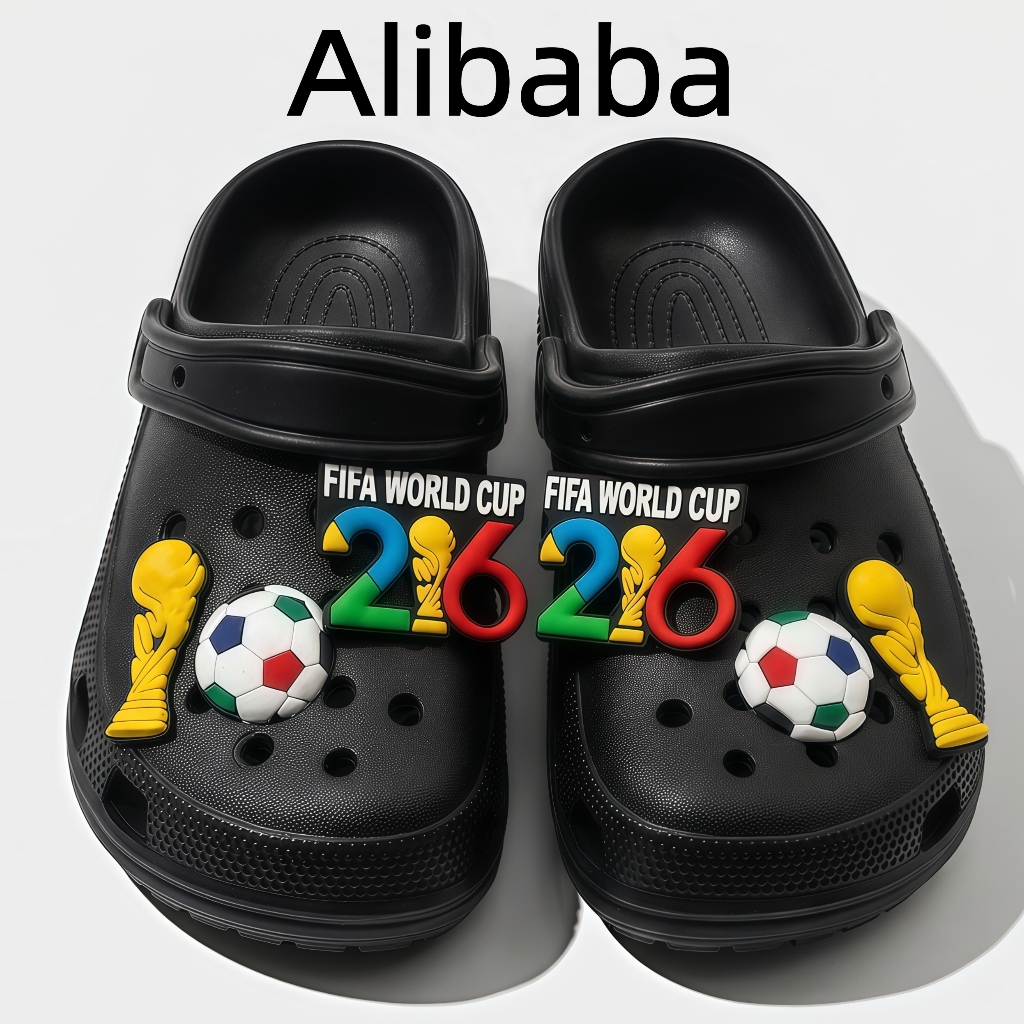 Alibaba Sandal Crocs Dewasa Pria Wanita Tema Piala Dunia Sepak Bola 2026 Bahan EVA Lembut Anti Slip 