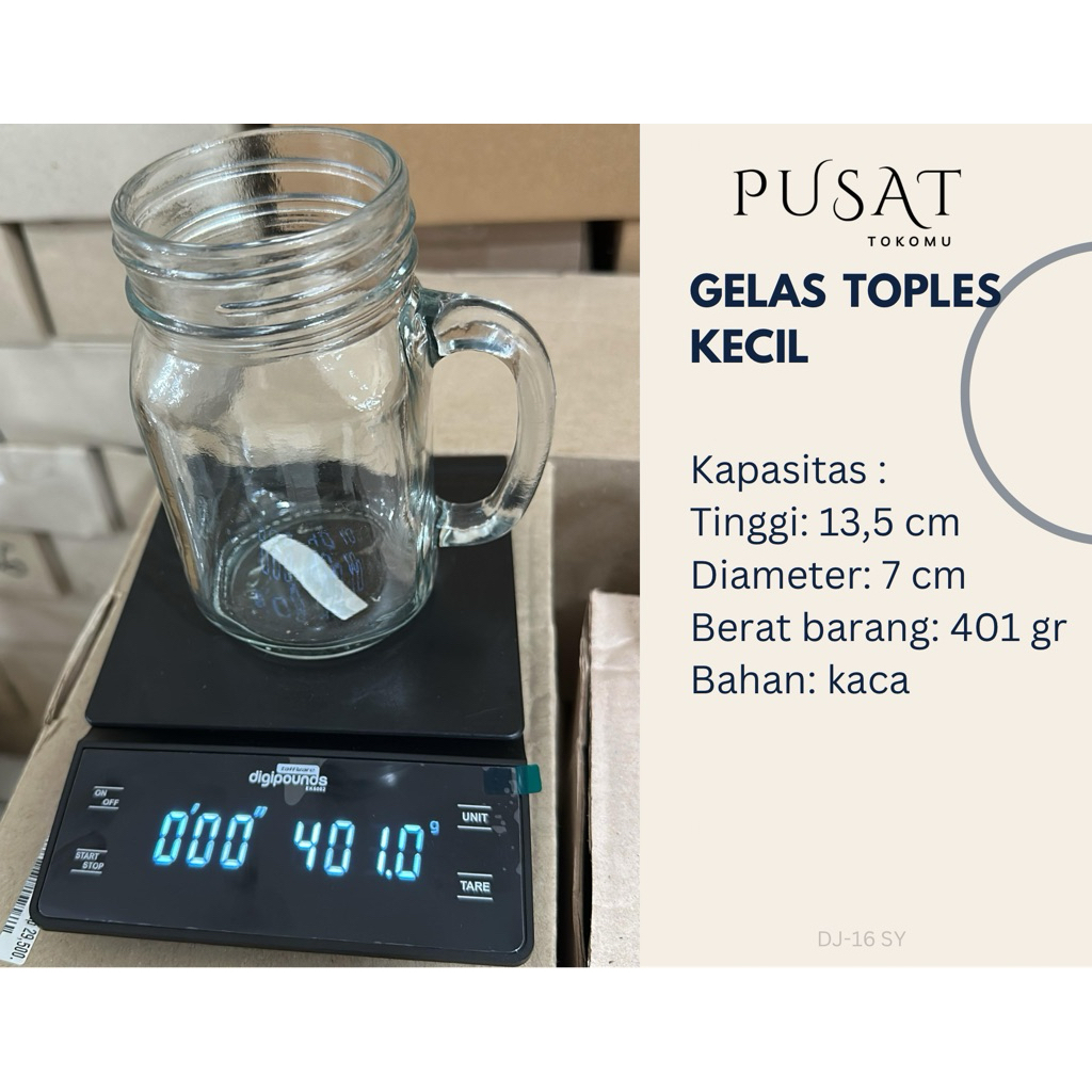 Gelas kaca toples ukuran kecil bahan kokoh