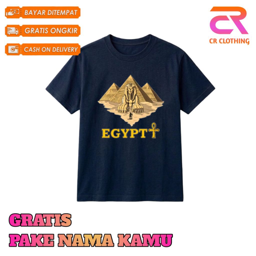 Kaos Dewasa Egyptt Mesir Patung Piramida Mesir Atasan Pria Wanita