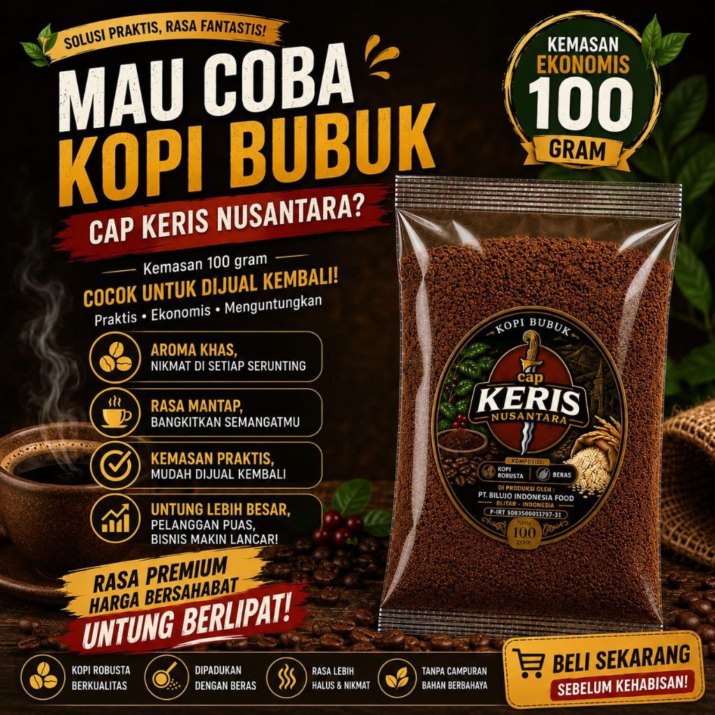 Kopi Bubuk Cap Keris Nusantara | Kopi Tradisional Nusantara | 100g