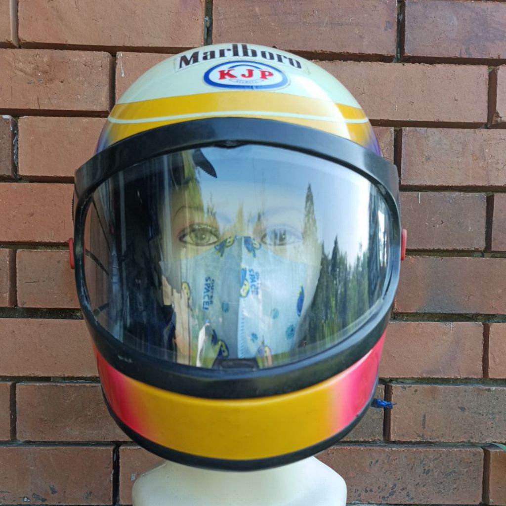 HELM FULL FACE CLASSIK JADUL VINTAGE MERK KJP malboro ORIGINAL NOS / BARU STOK LAWASAN PELANGI