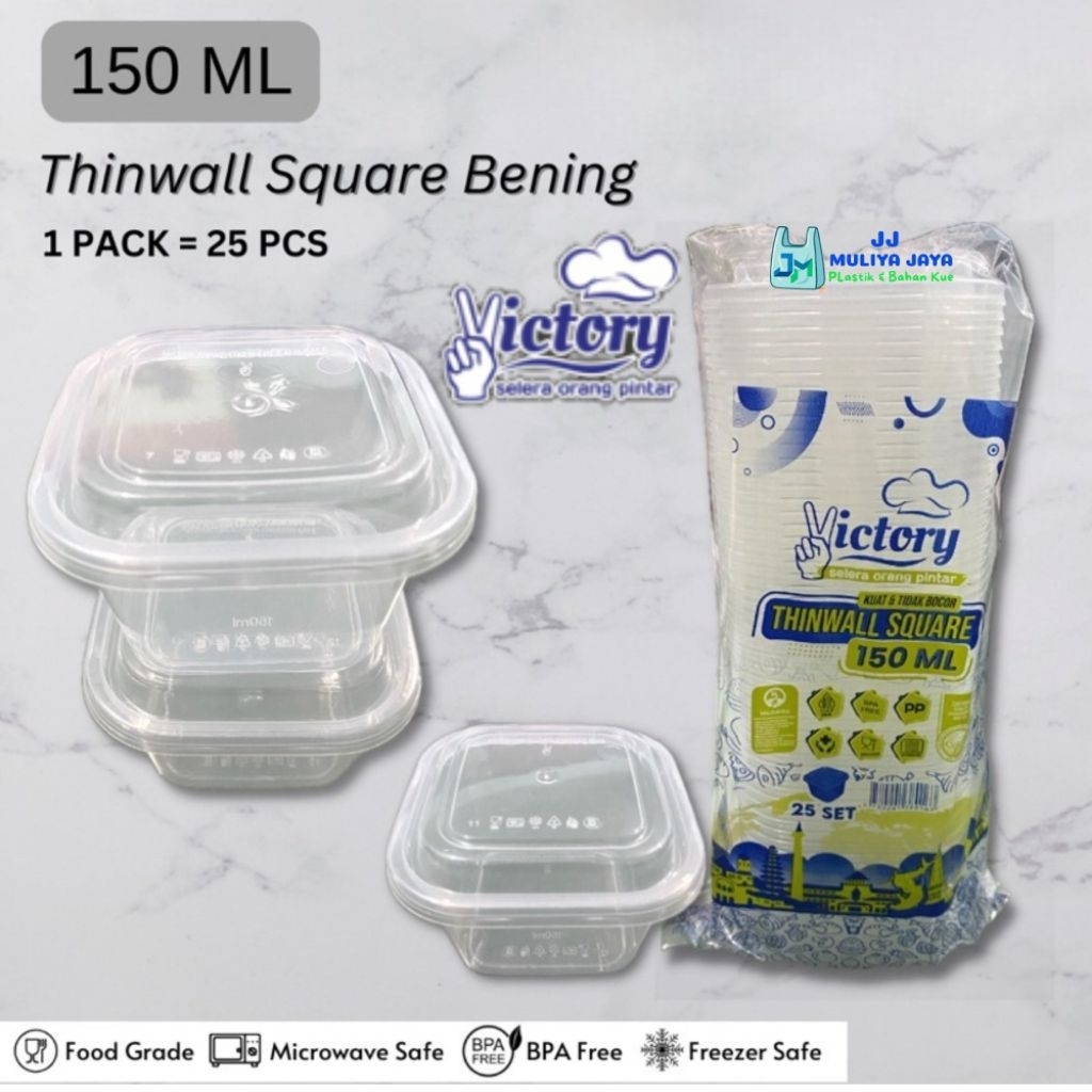 Thinwall 150ML SQUARE Mini / Kotak Kecil (HIBA, DM & Victory) (Pack : 25 Pcs)