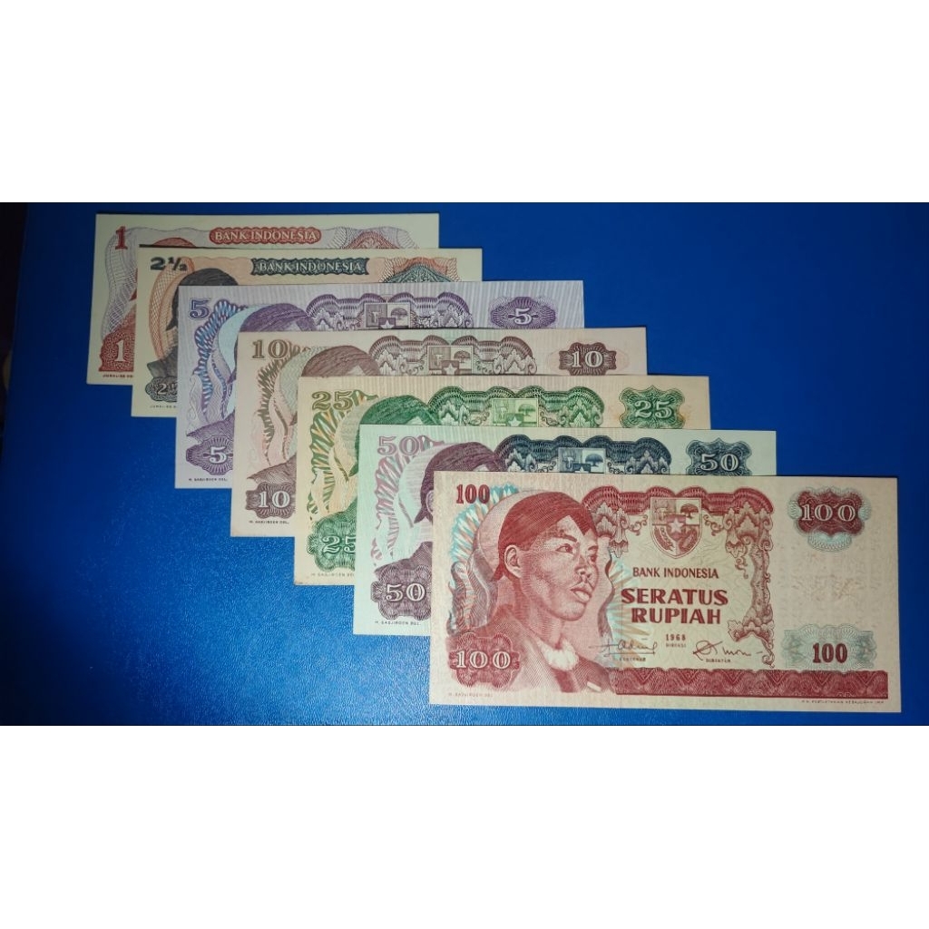 7 LEMBAR Uang Kuno MINI SET Seri Sudirman 1968 aUNC/UNC GRESS