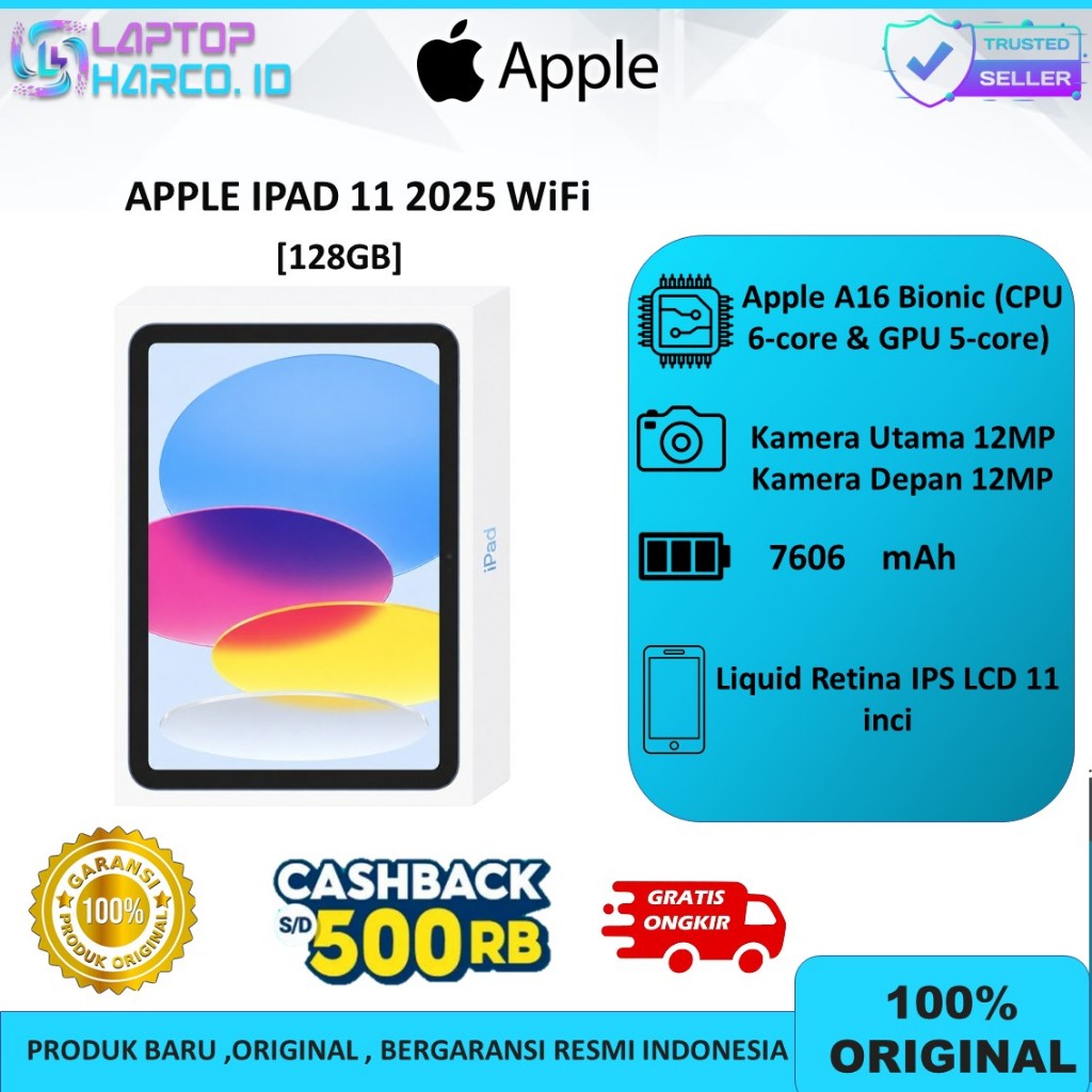 APPLE IPAD 11 2025 A16 128GB WIFI 11 INCH RESMI INDONESIA IBOX