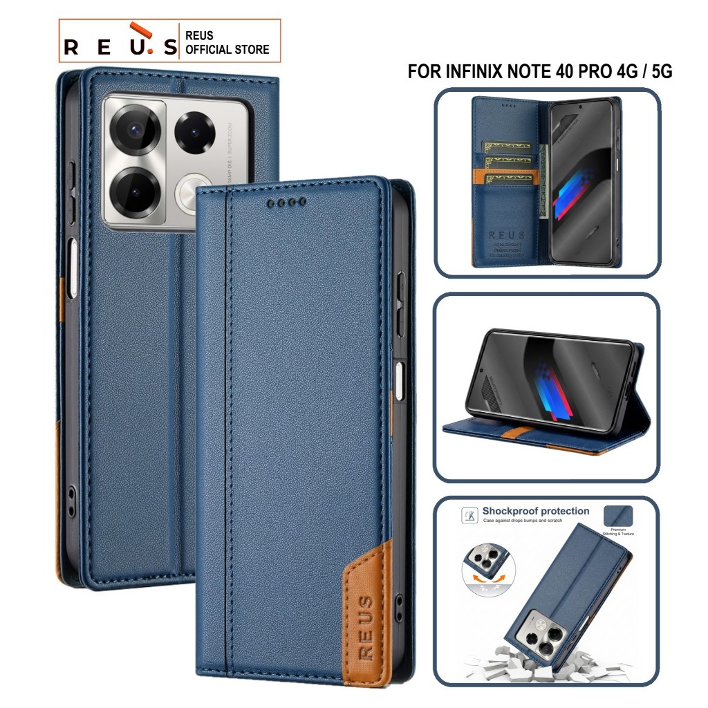 Reus Leather Case Flip Infinix Note 40 Pro Premium Magnet Shockproof Cover - REUS Official Store