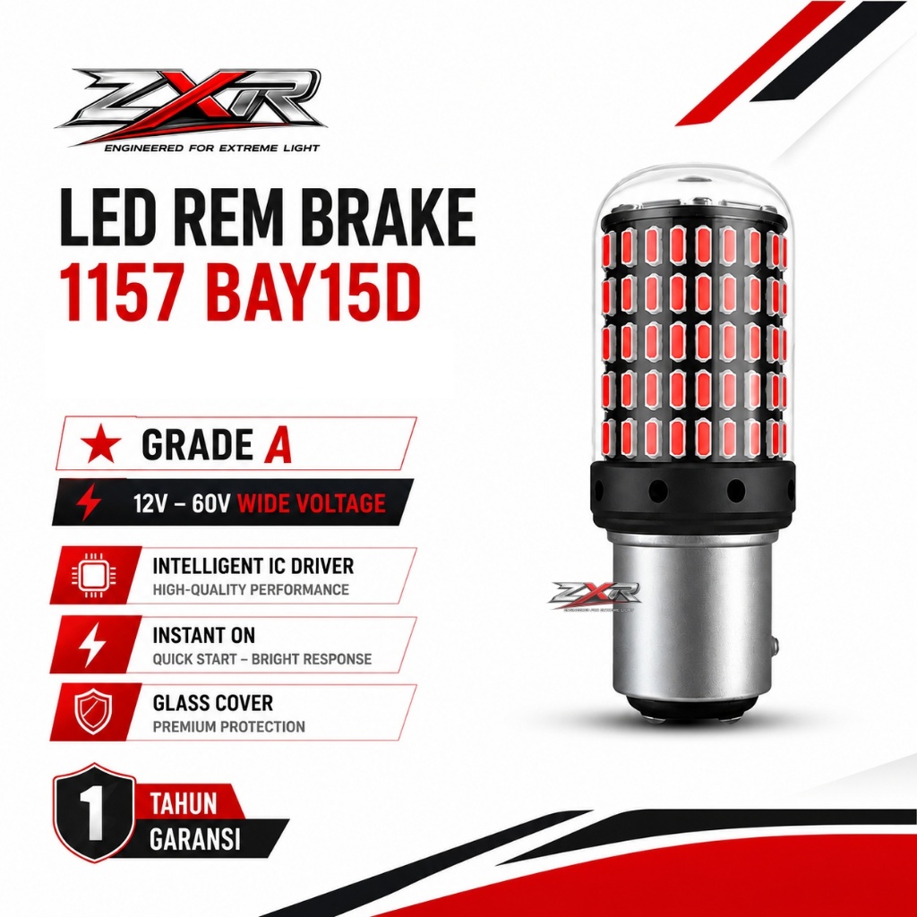 Lampu LED 144 Mata ZX144 ZXR BAYONET BAY15D 1157 Lampu Rem Bulat 2 Kaki Superterang 144 LED