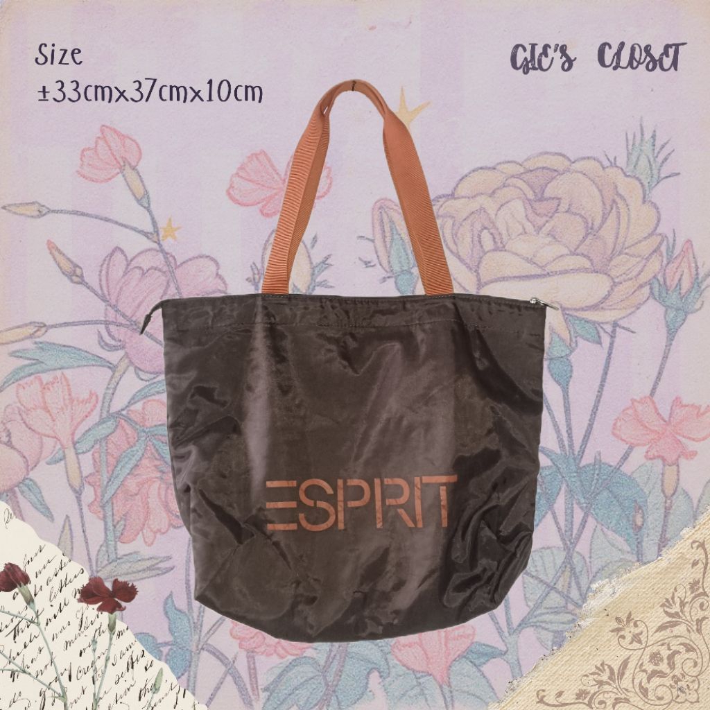 [SALE] Esprit Brown Orange Tote Bag Preloved pl second branded ori | Gie's Closet