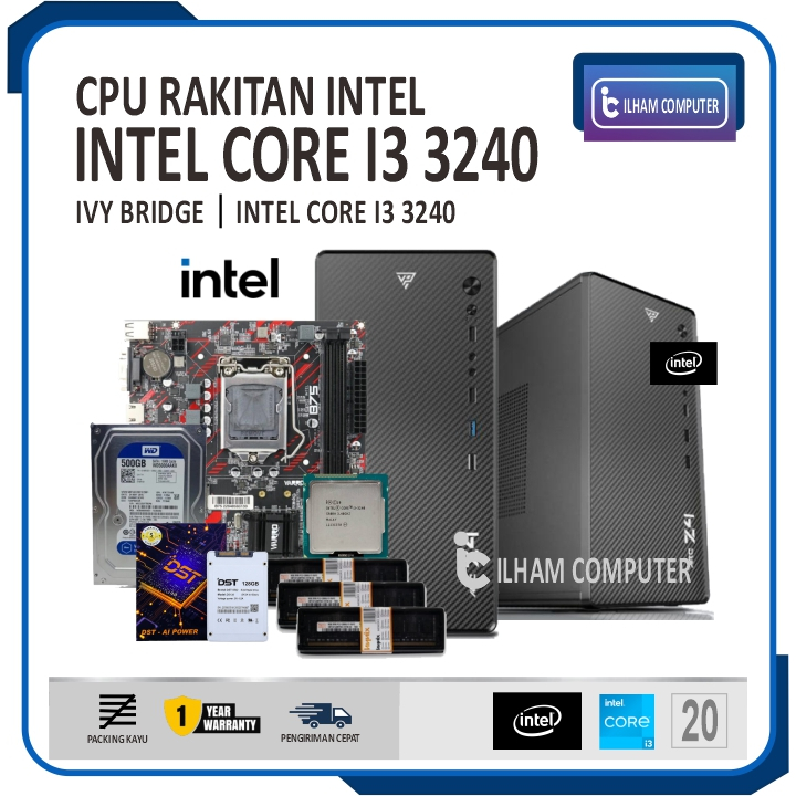 PC RAKITAN INTEL CORE I3 3220 / 3240 DDR3 8GB SSD 128GB HDD 500GB