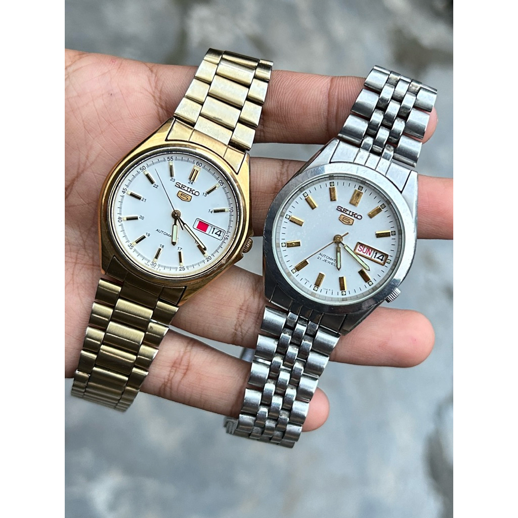 2pcs jam tangan seiko 5 automatic backcae transparan