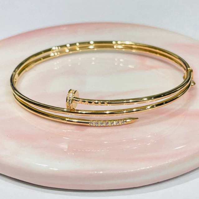 gelang bangle paku lilit AD simple elegant cantik emas asli kadar 700