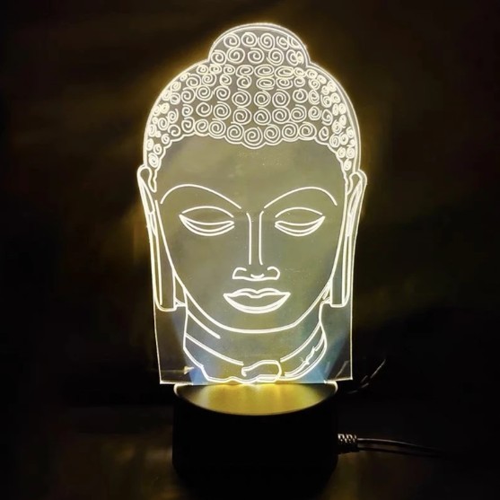Lampu Tidur / Pajangan Lampu Hias 3D Model Buddha Face