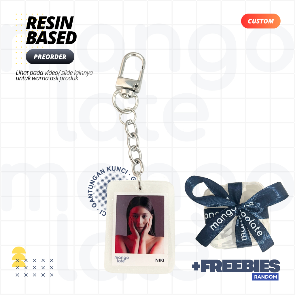 MANGOLATE Gantungan Kunci Resin Custom Foto