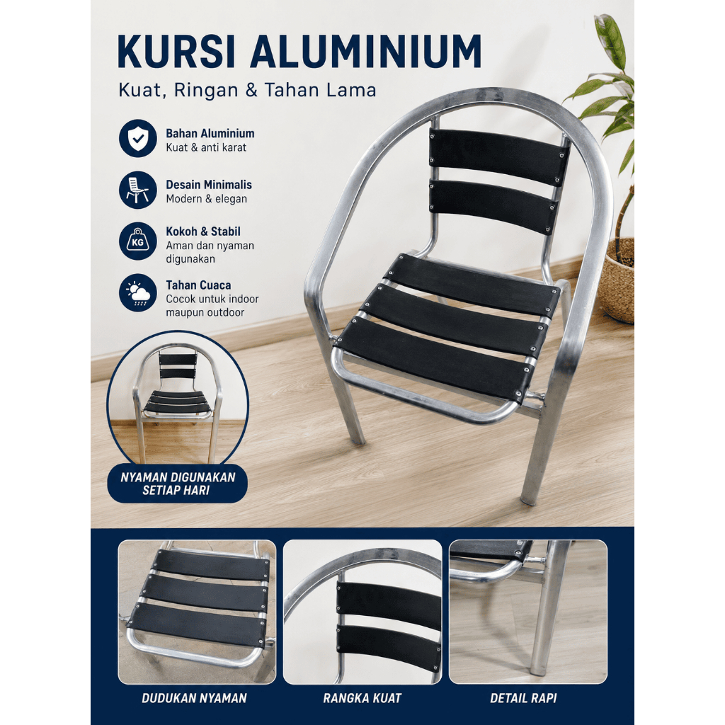 Kursi Aluminium Kursi Teras Cafe Rumah Kokoh Second Like New