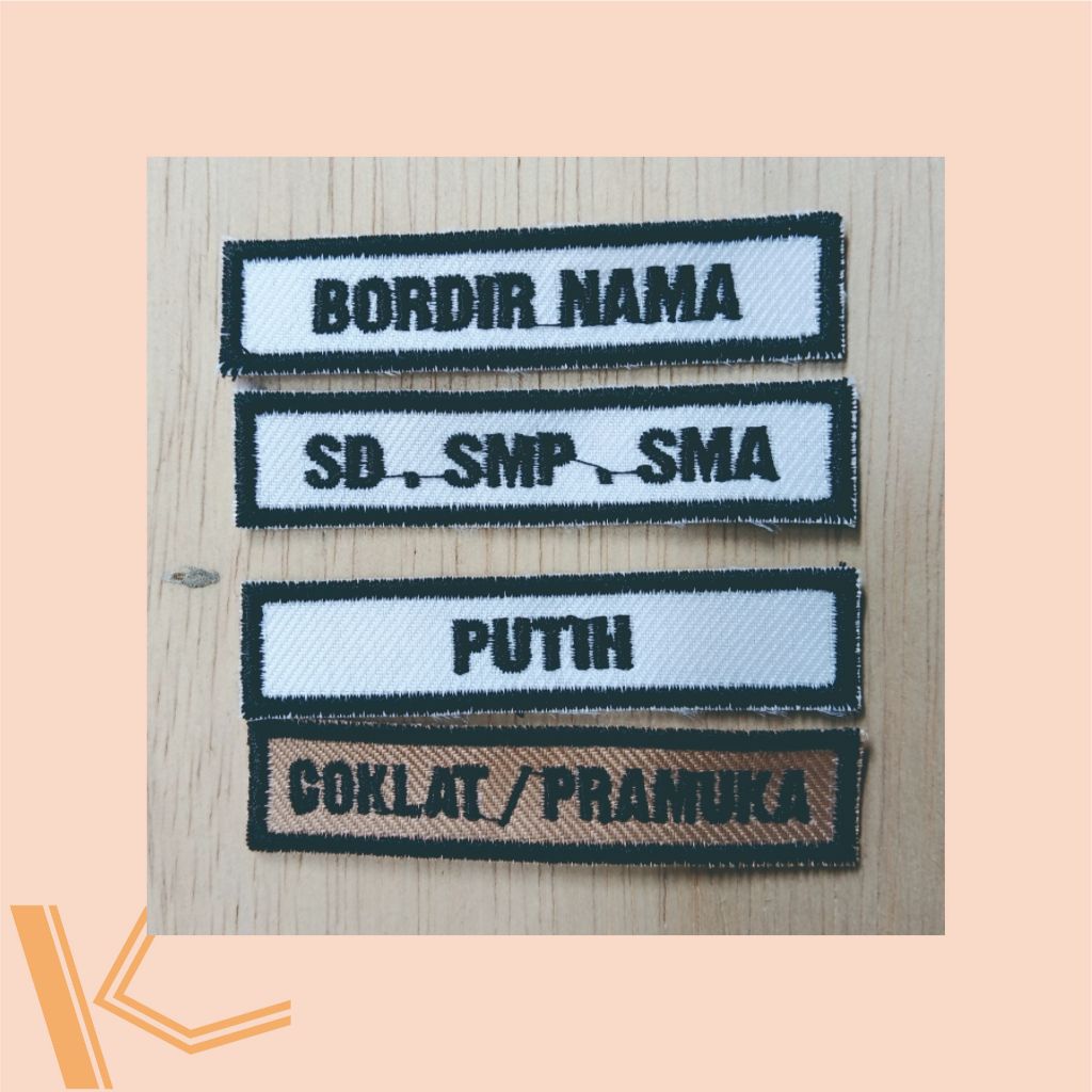 Bordir nama badge nama emblem patch bordir