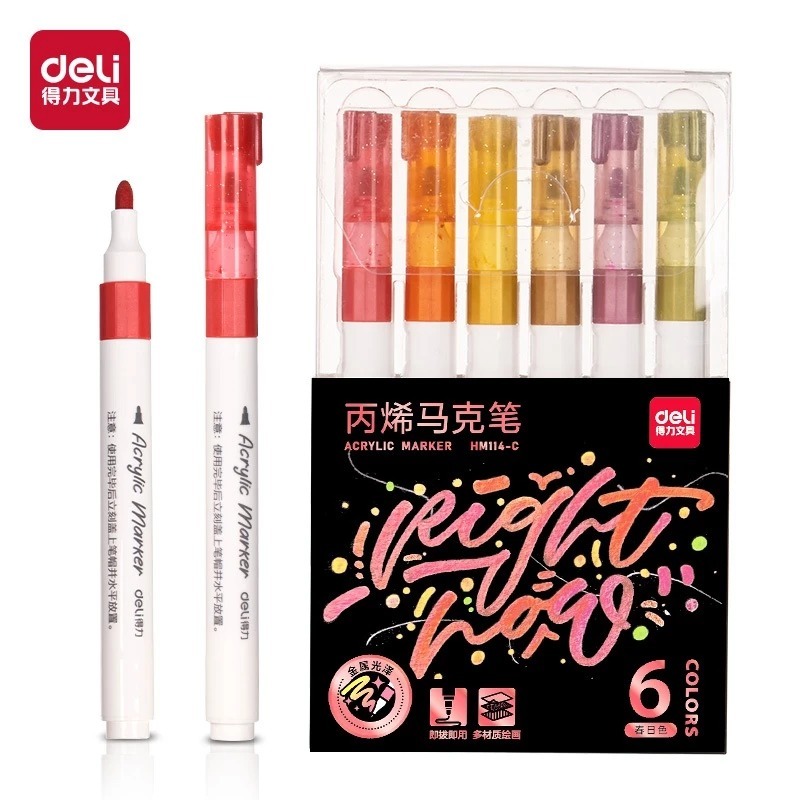 DELI - SPIDOL WARNA SERBAGUNA / PAINT MARKER / SPIDOL AKRILIK /ACRYLIC MARKER GLITTER  HM114