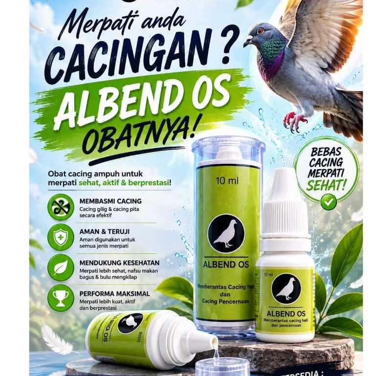 ALBEND OS VITAREST OBAT CACING BURUNG MERPATI UNGGAS AYAM BEBEK KICAU