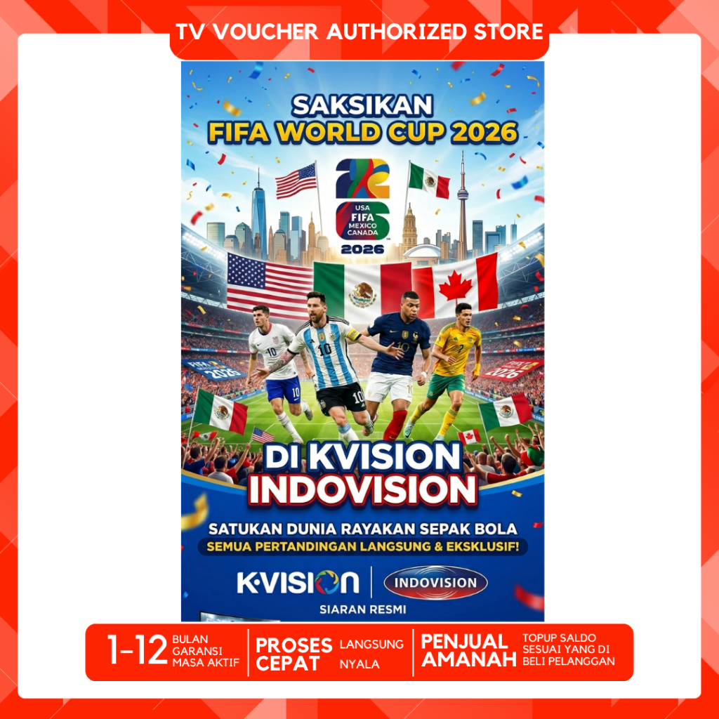 Voucher Paket PIALA DUNIA 2026 Cling 30/180 Hari K vision TV LOKAL MNC Group FIFA WORLD CUP