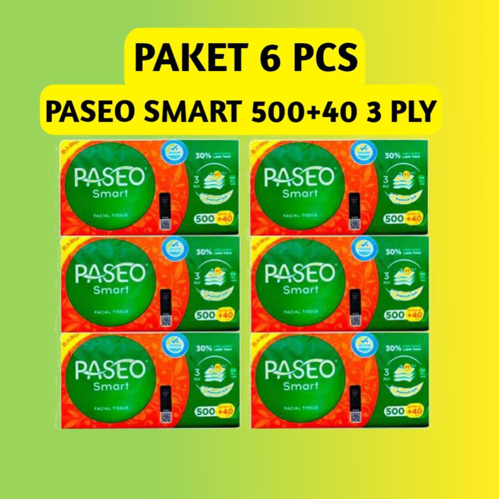 PASEO Smart 540 3 Ply 6pcs  BOX | 500+40 Lembar Tissue Mobil