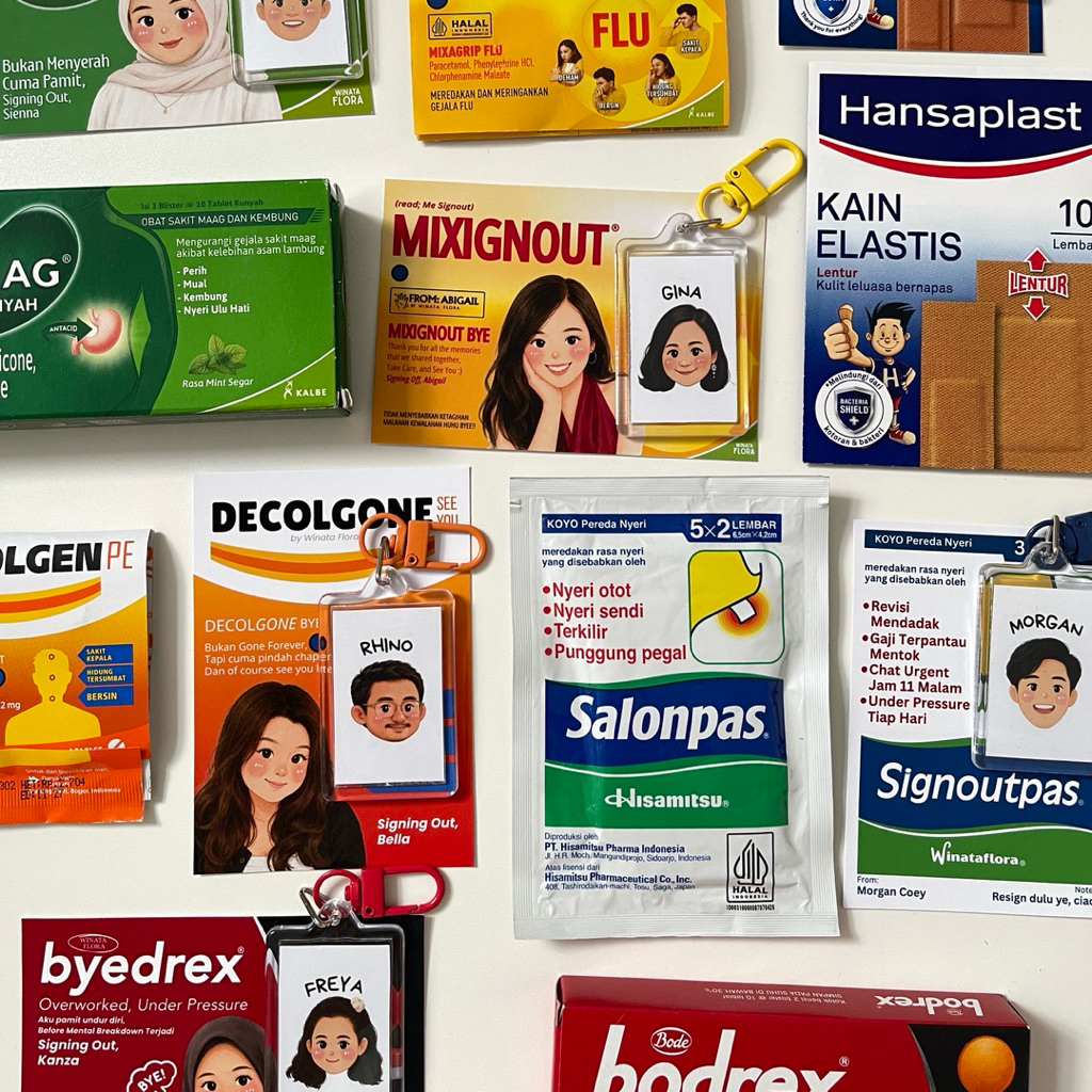 RESIGN GIFT OBAT - TOLAK LEMBUR - HADIAH RESIGN KERJA - INTERNSHIP GIFT - CUSTOM GANTUNGAN KUNCI OBA