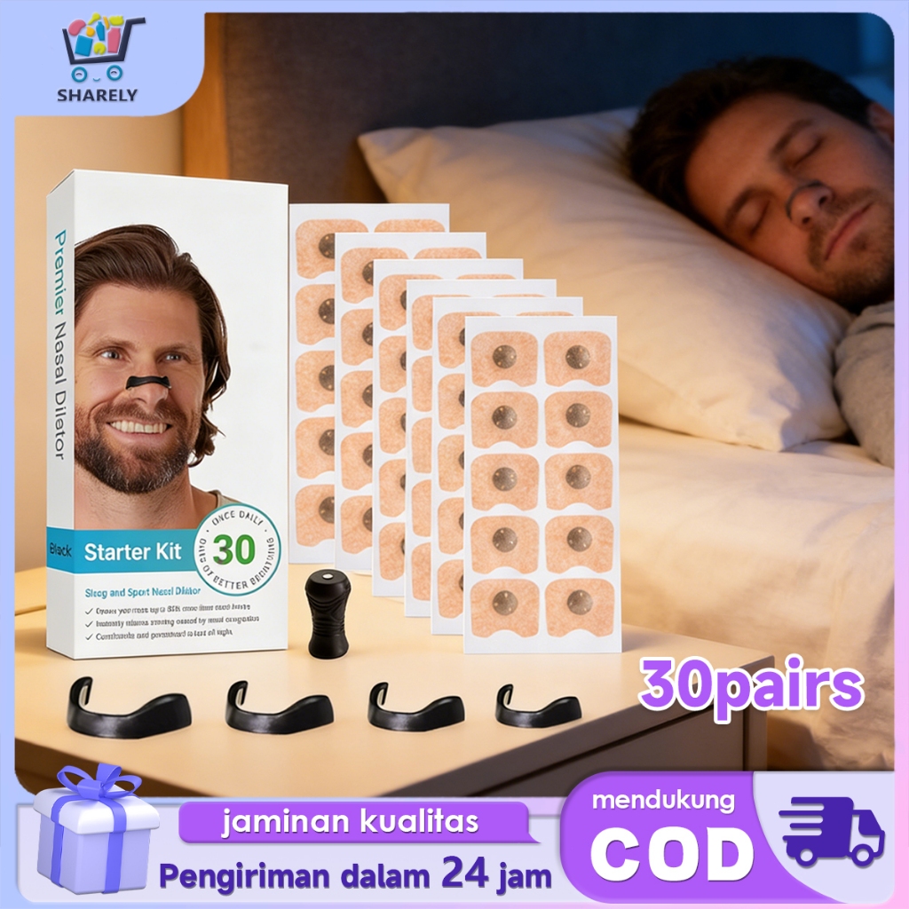 Magnetic Nose Dilator 30 Pair Patch Pelancar Pernapasan Pengurang Dengkuran Alat Bantu Napas