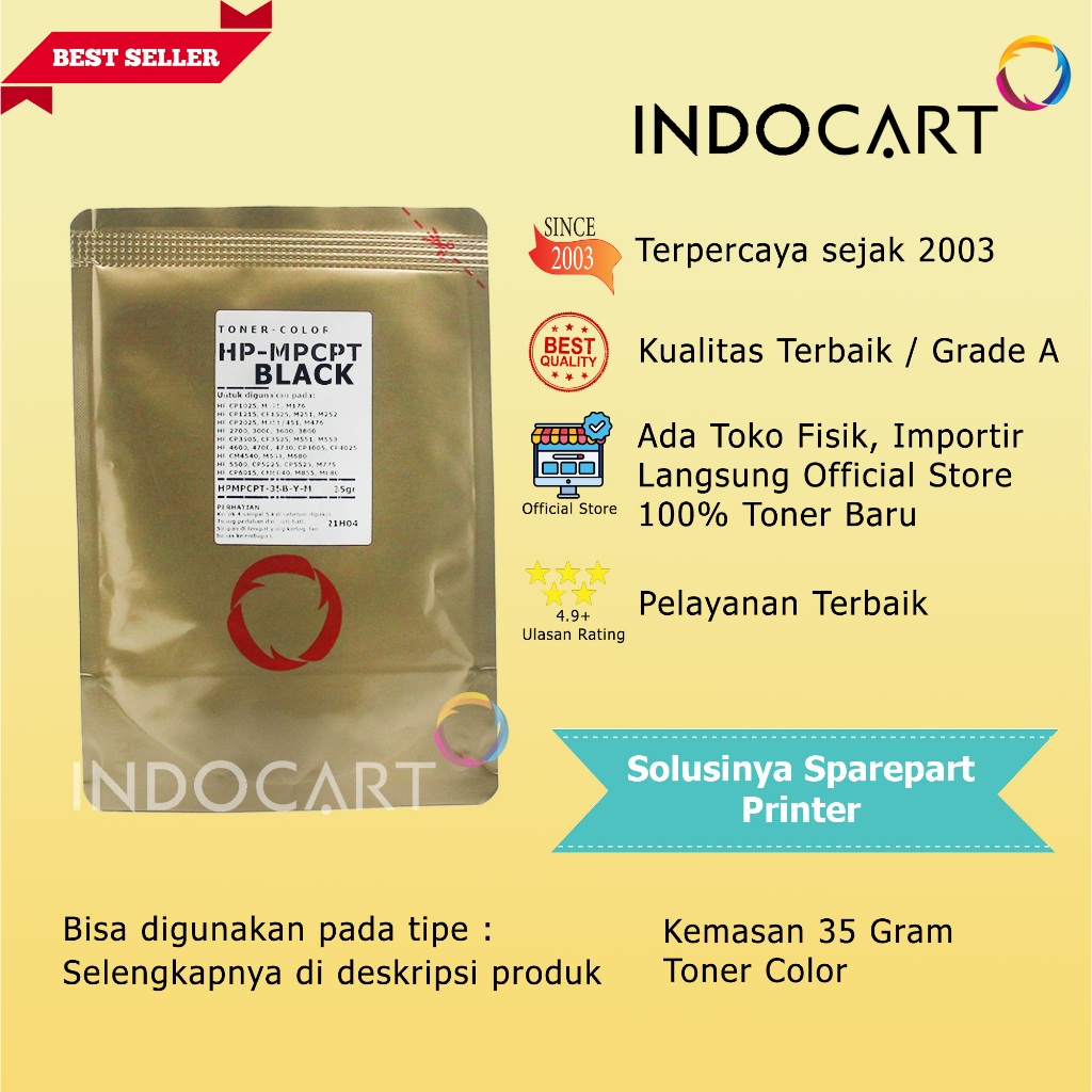 Serbuk Toner Warna MPCPT 124A 125A 126A 128A-HP 1600 2600 CP1215 CP1025 CP1525 CM1015 (35gr-200gr)