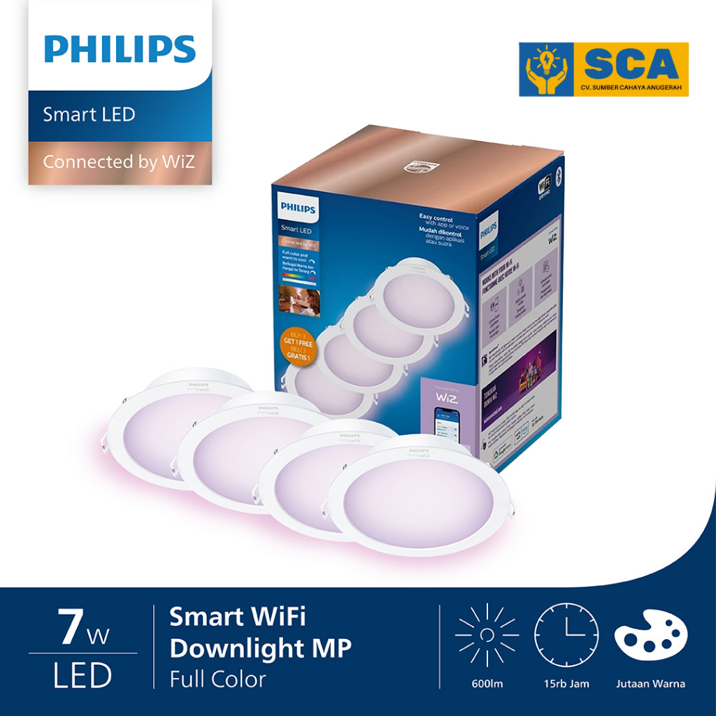 Philips Smart LED Downlight RGB Color 7W Multipack