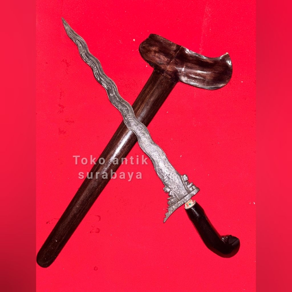 Keris Seni Omyang Jimbe Aksara Jawa Luk Tosan Aji Asli Koleksi Antik Unik