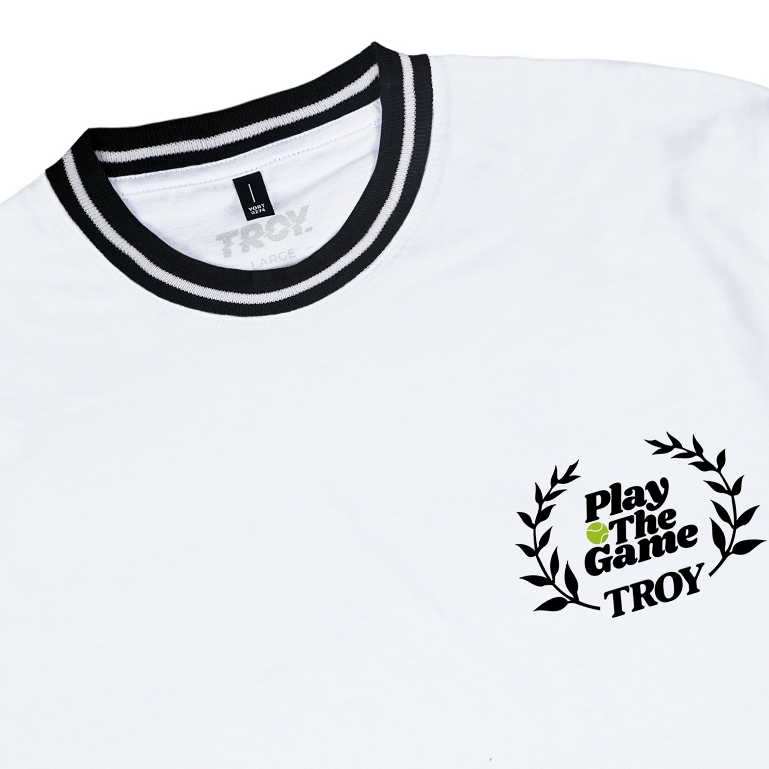Troy Company Striped Rib Tshirt White Play Game - Kaos Pria Lengan Pendek Putih KST 3057-2B1W