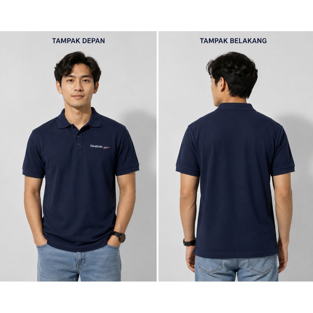 REEBOK KAOS KERAH POLO TSHIRT NAVY BARU ASLI ORIGINAL