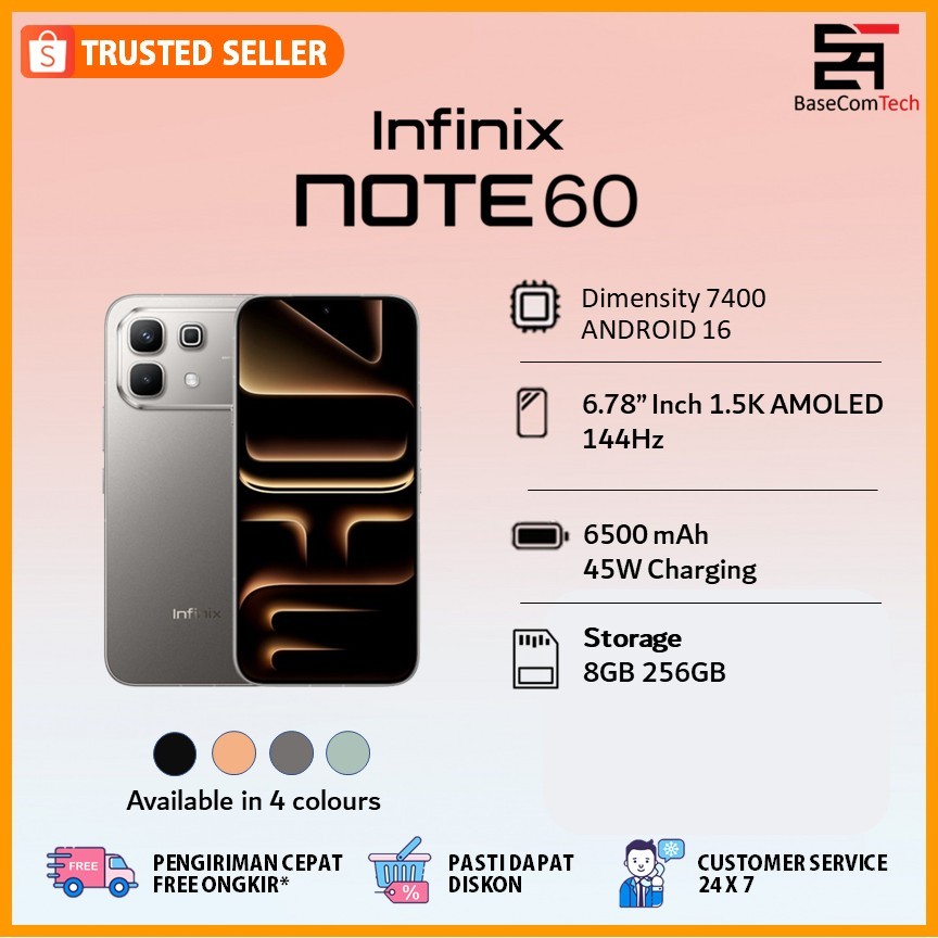 Handphone Infinix Note 60 | ROM 8/256 6.78 inch 1.5K AMOLED 144Hz Garansi Resmi