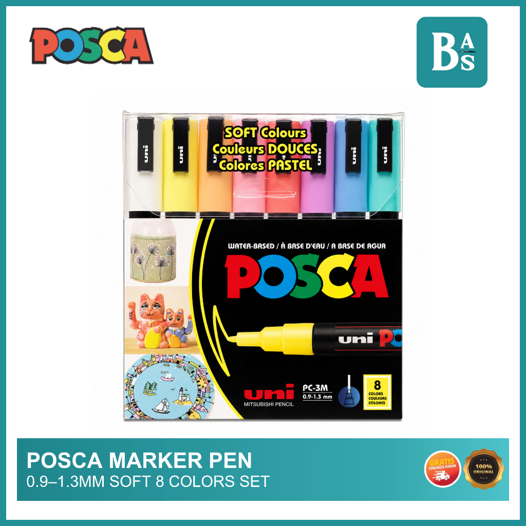 POSCA Marker Pen 0.9–1.3mm Soft 8 Colors Set