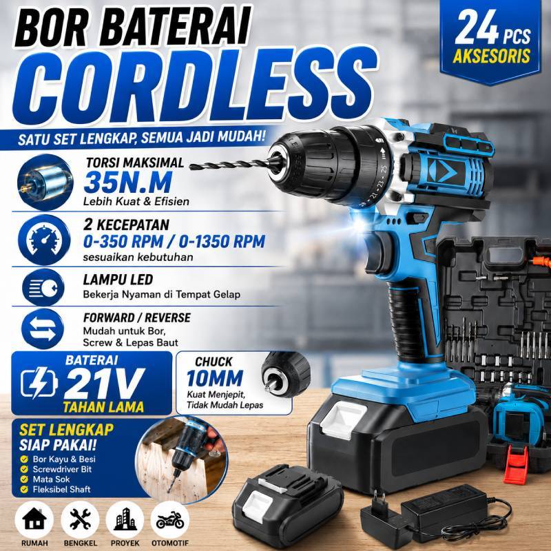 VICTool Kunci Impact Cordless 21V Brushless 300Nm Impact Wrench 1/2 Inch