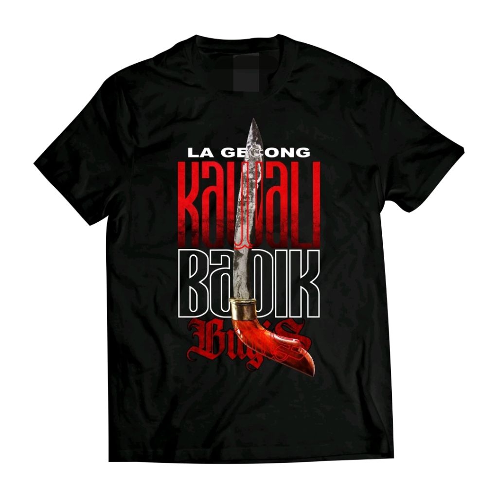KAOS LA GECONG KAWALI BADIK BUGIS MOTIF MERAH PUTIH GAMBAR DEPAN