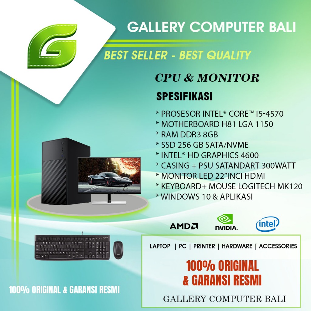 komputer intel core i5 gen4-paket led 22inci-siap pakai