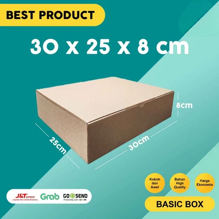 10 Pcs Kardus Die Cut Polos Ukuran 30x25x8 Cm Box Packaging Kotak Kue Snack Dus Aksesoris