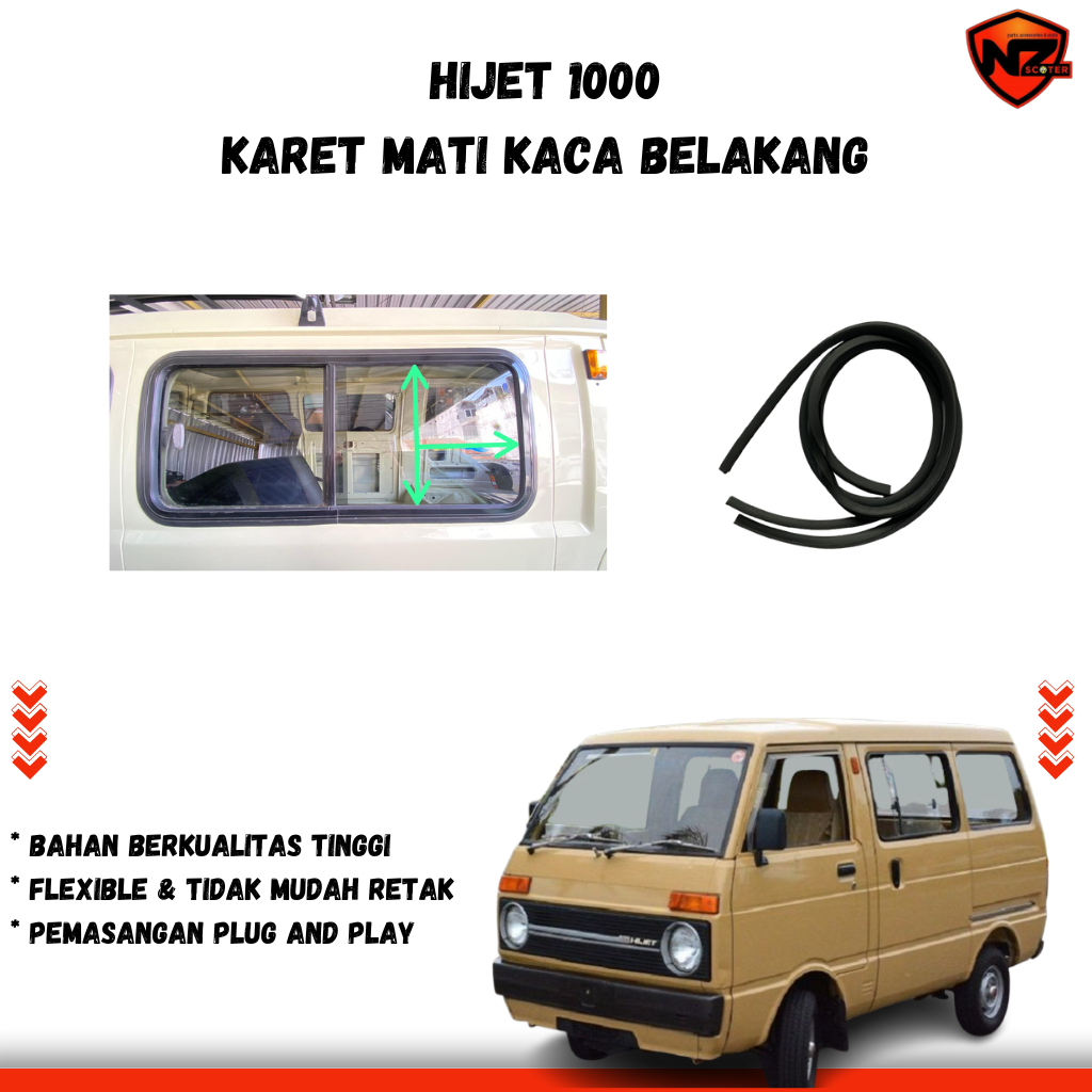 Karet Mati Kaca Belakang Mobil Hijet 1000 | Karet Kaca Belakang Hijet 1000 | Seal Kaca Rear Windshie