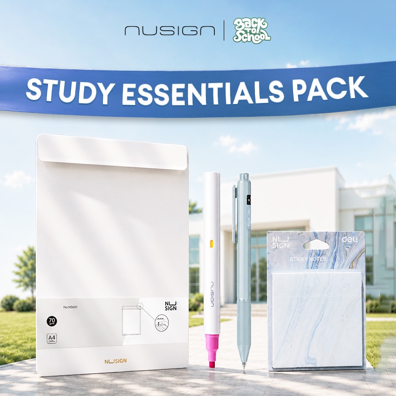 NUSIGN Study Essentials Pack | Clipboard, Highlighter, Sticky Notes & Pen