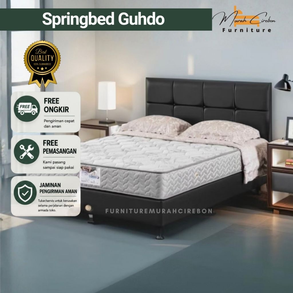 Kasur Springbed Guhdo Tebal 26 cm - Satu Set Dipan Kasur Spring Bed - Set Tempat Tidur Murah
